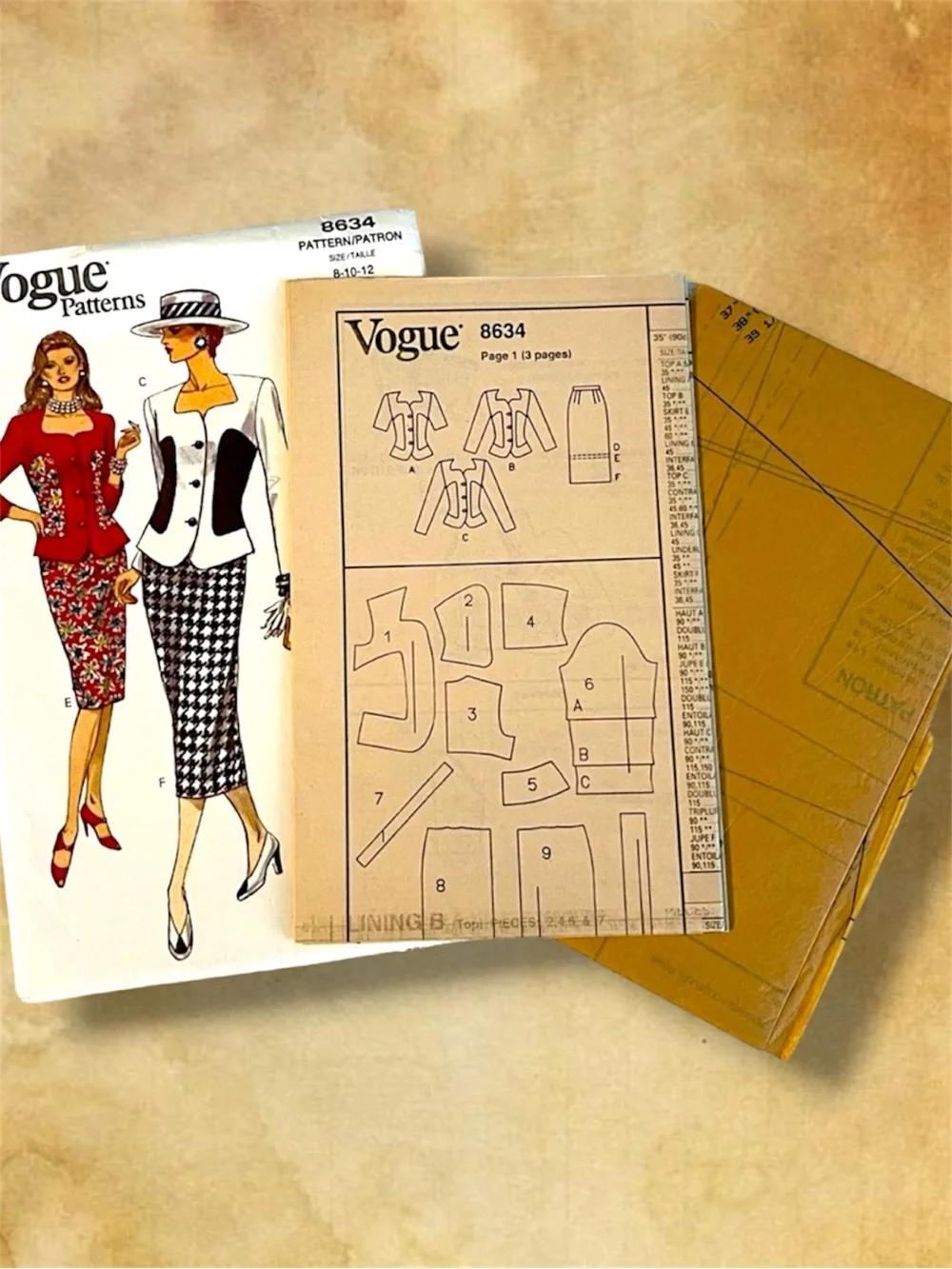 Vintage 1993 Vogue 8634 Uncut Jacket Skirt Sewing Pattern 8-12